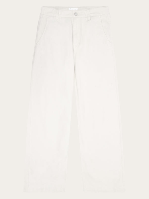 KnowledgeCotton Apparel - WMN GALE straight mid-rise garment dyed twill 5-pocket pants - GOTS/Vegan Pants 1387 Egret