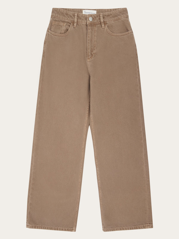 KnowledgeCotton Apparel - WMN GALE straight mid-rise raw twill 5-pocket pants - GOTS/Vegan Pants 1441 Tiramisu