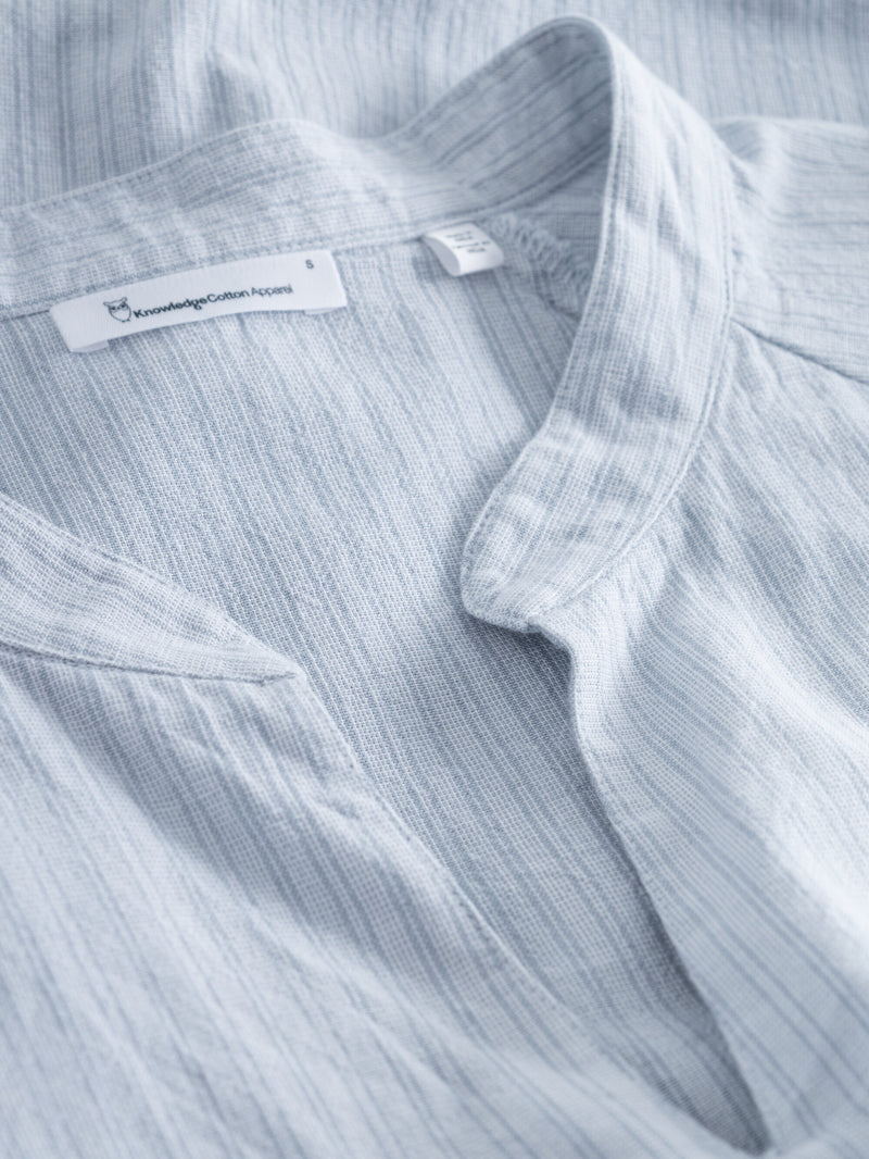 KnowledgeCotton Apparel - WMN Grandad collar SS shirt dress Dresses 8889 Stripe