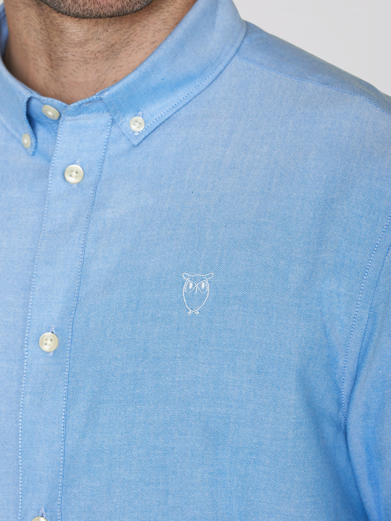 KnowledgeCotton Apparel - MEN Harald Small owl oxford regular fit shirt - GOTS/Vegan Shirts 1235 Lapis Blue
