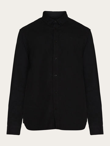KnowledgeCotton Apparel - MEN Harald Small Owl Oxford Regular Fit Shirt - GOTS/Vegan Shirts 1300 Black Jet