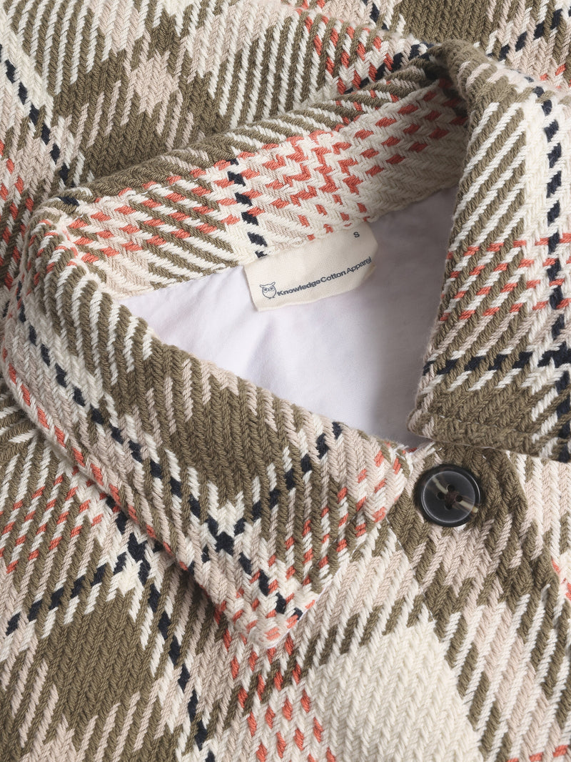 KnowledgeCotton Apparel - WMN Heavy flannel checked overshirt - GOTS/Vegan Overshirts 7033 Creme check