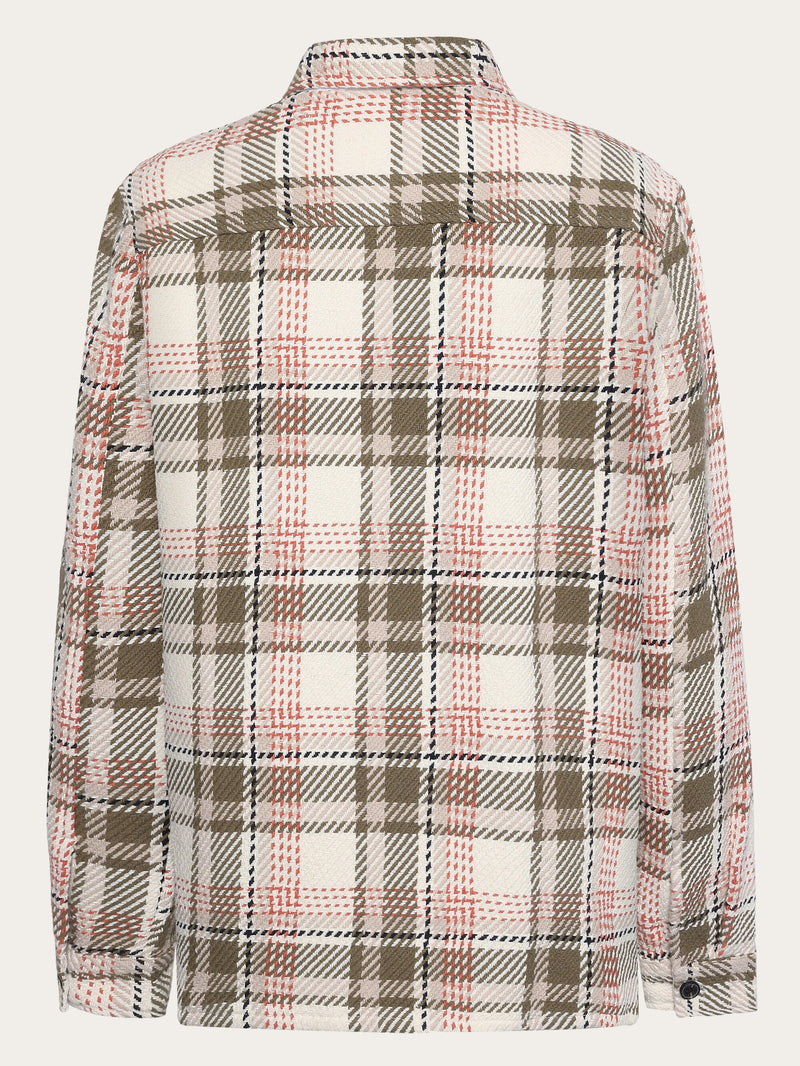 KnowledgeCotton Apparel - WMN Heavy flannel checked overshirt - GOTS/Vegan Overshirts 7033 Creme check
