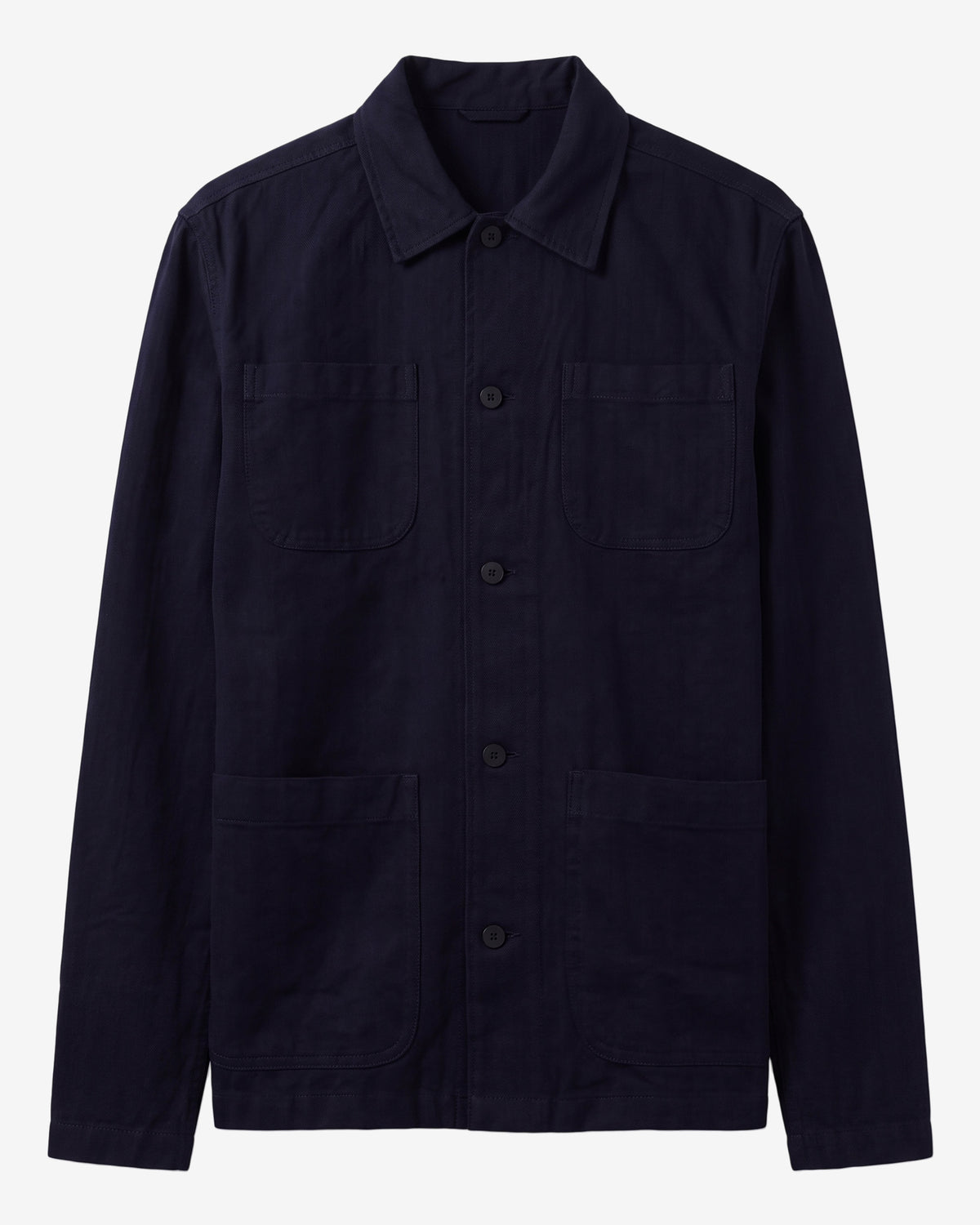 KnowledgeCotton Apparel - MEN Herringbone overshirt Overshirts 1412 Night Sky