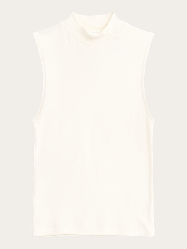 KnowledgeCotton Apparel - WMN High neck rib top T-shirts 1007 Star White