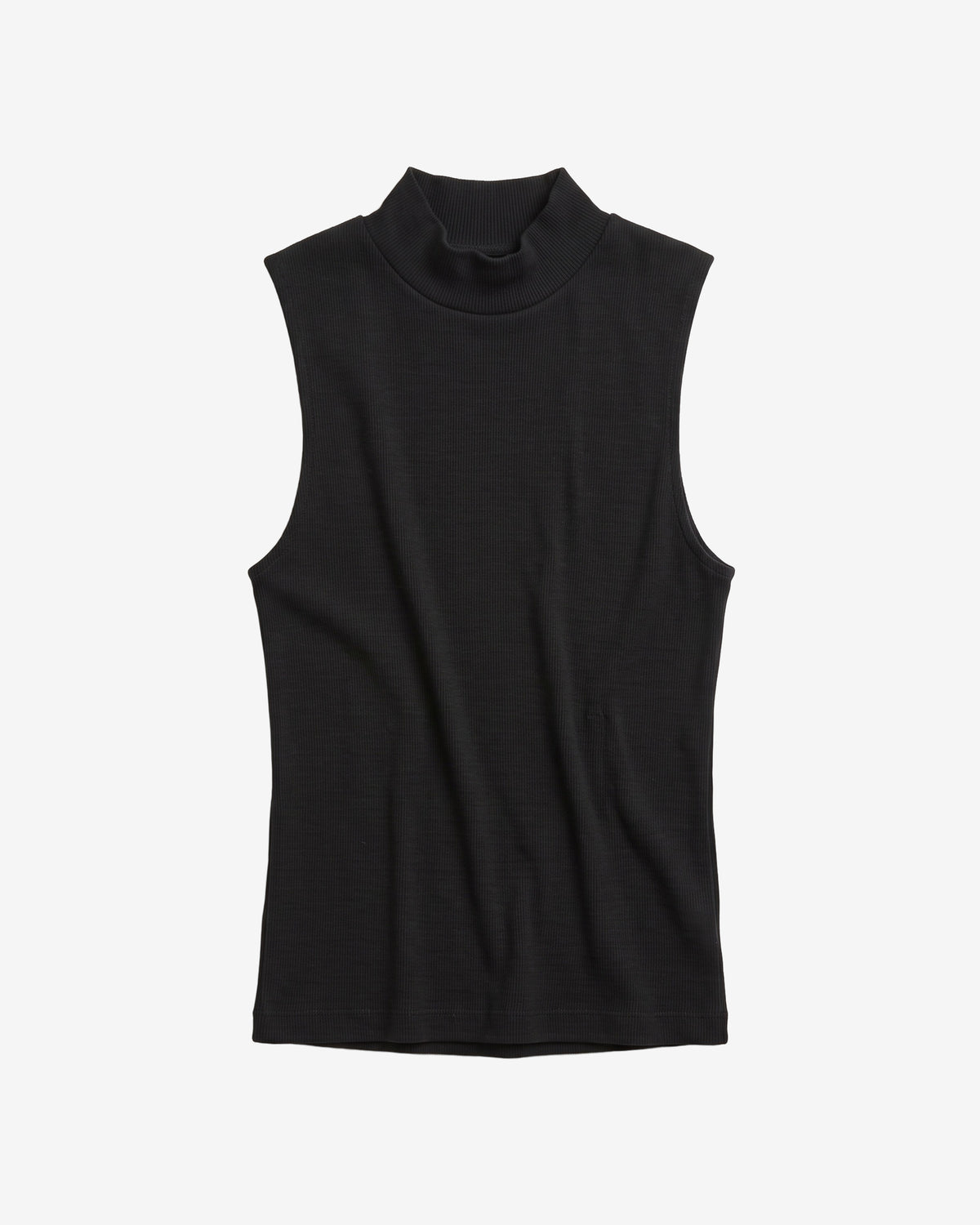 KnowledgeCotton Apparel - WMN High neck rib top T-shirts 1300 Black Jet