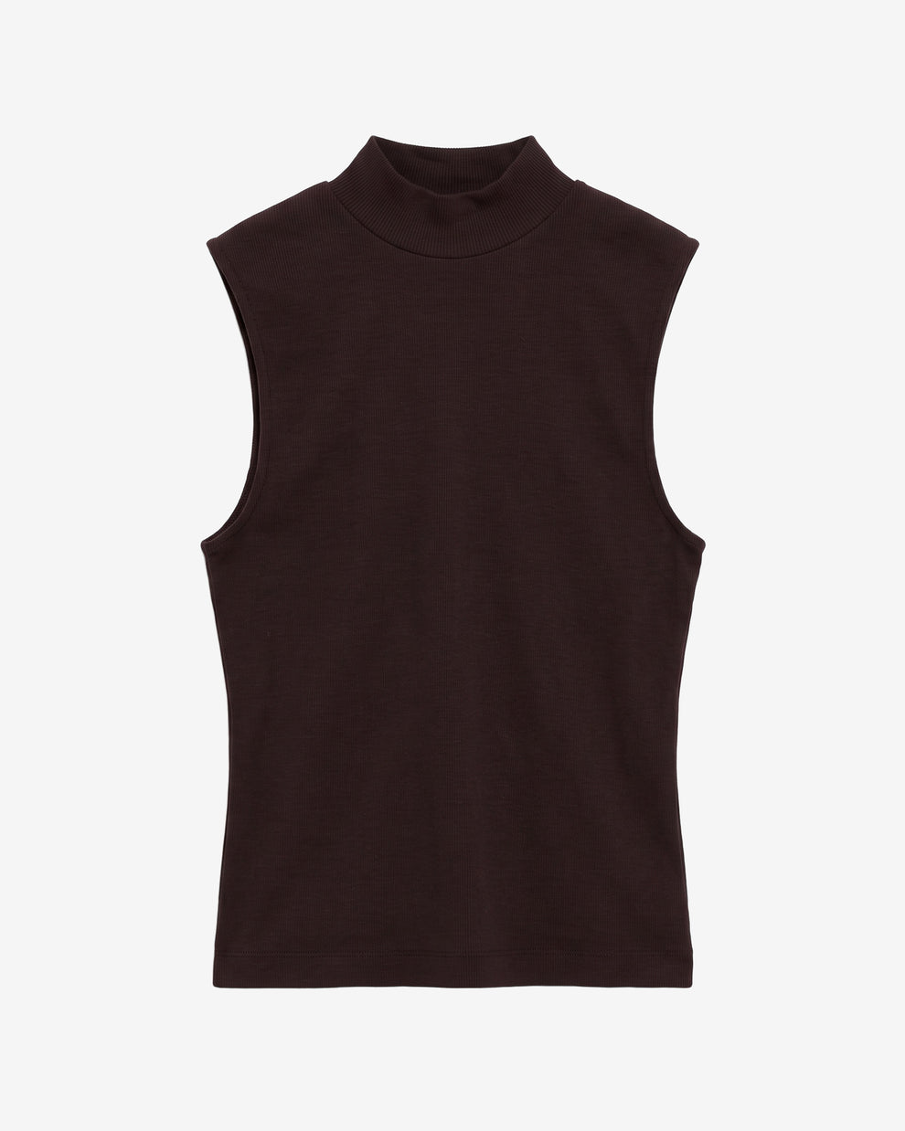 KnowledgeCotton Apparel - WMN High neck rib top T-shirts 1487 Chocolate Torte