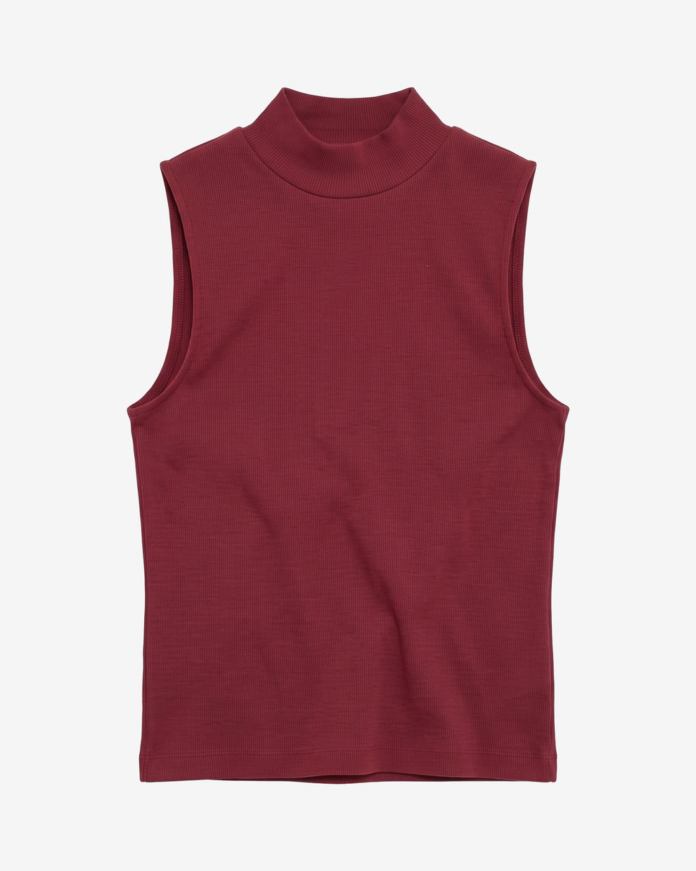 KnowledgeCotton Apparel - WMN High neck rib top T-shirts 1500 Burgundy