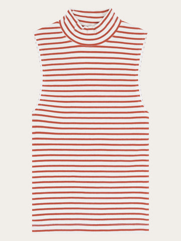 KnowledgeCotton Apparel - WMN High neck rib top T-shirts 8029 Orange