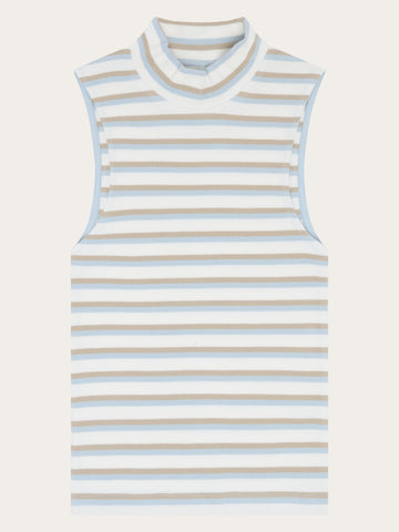 KnowledgeCotton Apparel - WMN High neck rib top T-shirts 8032 Multi color stripe