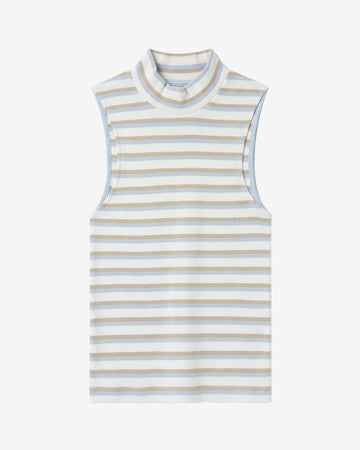 KnowledgeCotton Apparel - WMN High neck rib top T-shirts 8032 Multi color stripe