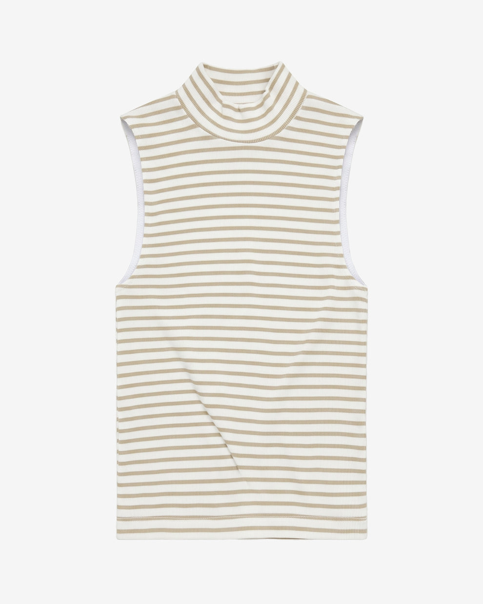 KnowledgeCotton Apparel - WMN High neck rib top T-shirts 8033 Creme Stripe