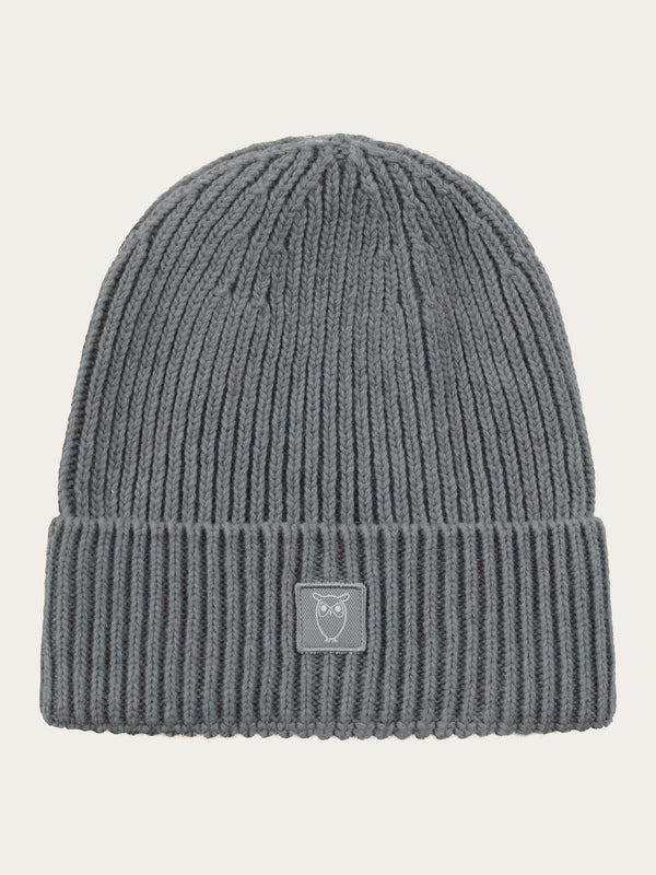 KnowledgeCotton Apparel - UNI High wool beanie Hats 1073 Dark Grey Melange