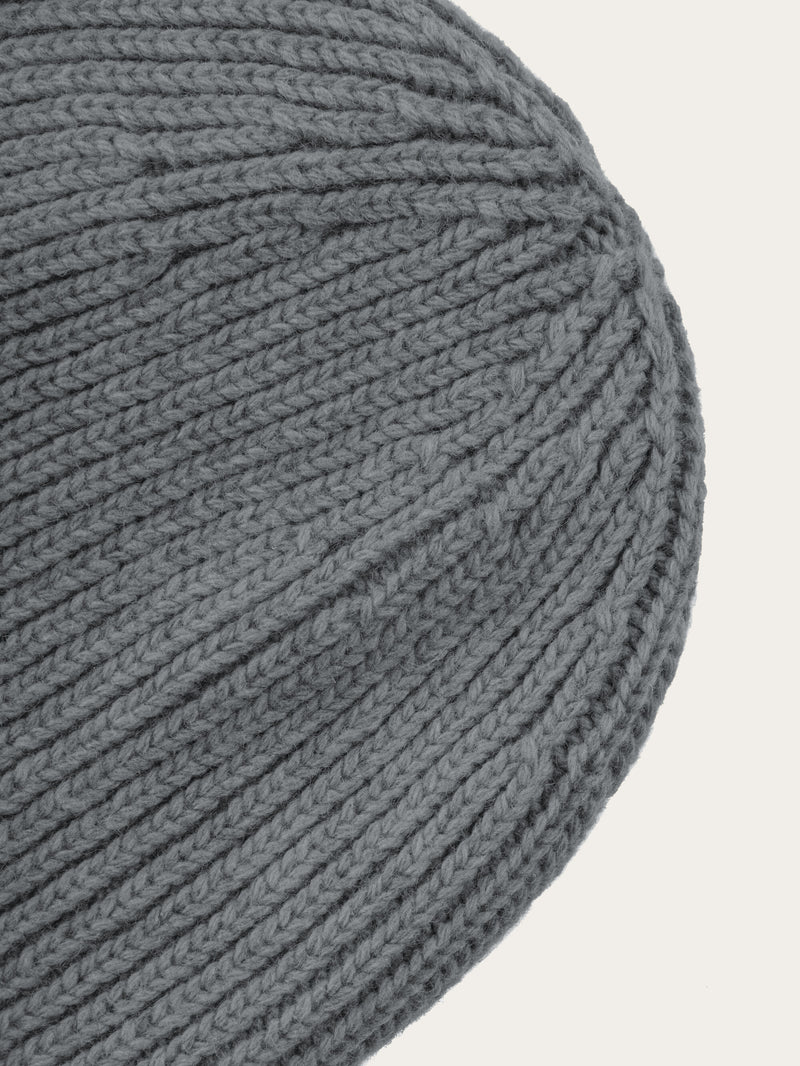 KnowledgeCotton Apparel - UNI High wool beanie Hats 1073 Dark Grey Melange