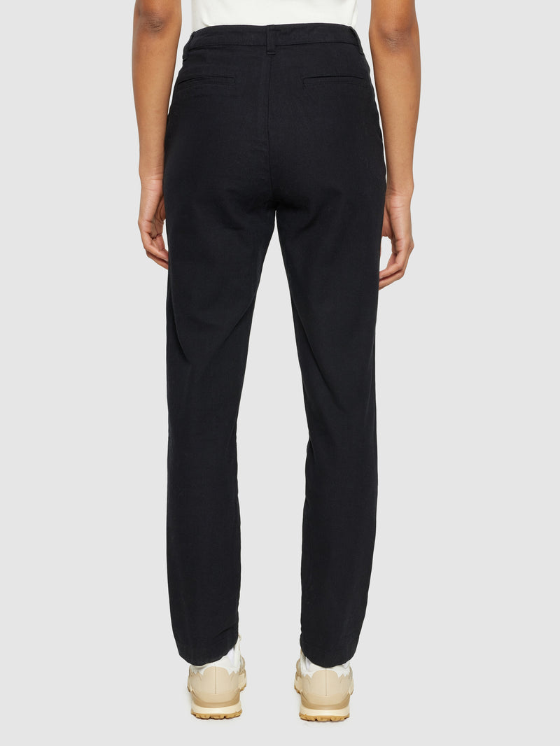 KnowledgeCotton Apparel - WMN IRIS mom mid-rise chino Pants 1300 Black Jet