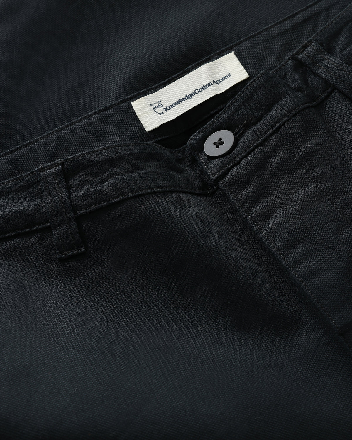 KnowledgeCotton Apparel - WMN Iris slim pique pant Pants 1300 Black Jet