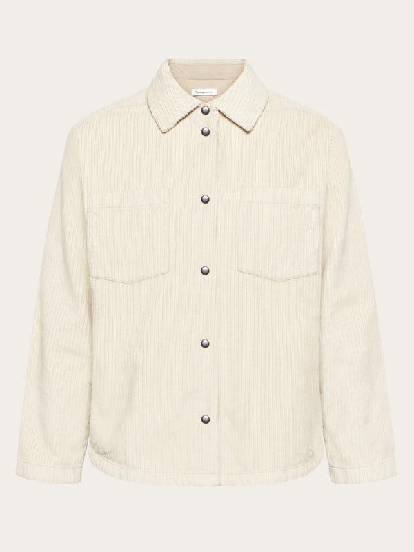 KnowledgeCotton Apparel - WMN Irregular corduroy overshirt- GOTS/Vegan Overshirts 1228 Light feather gray