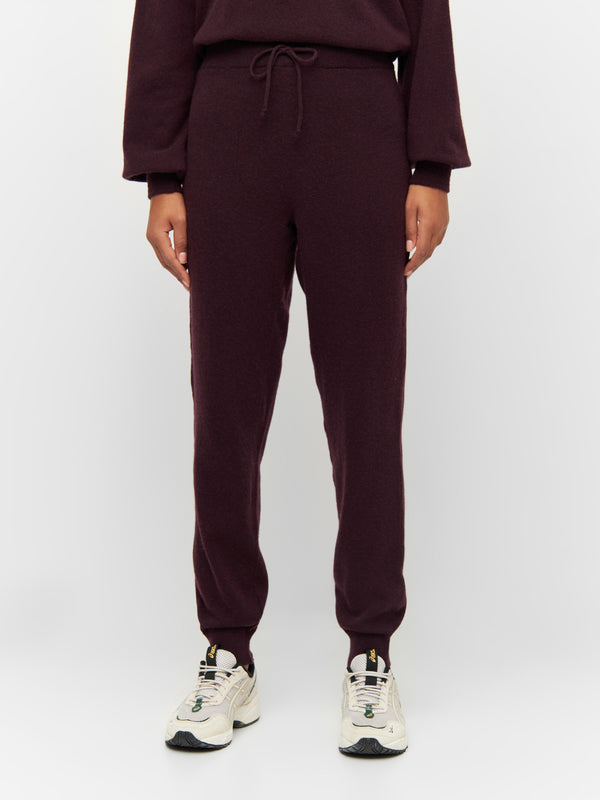 KnowledgeCotton Apparel - WMN JADE hybrid knitted jog pants Pants 1394 Chocolate Plum