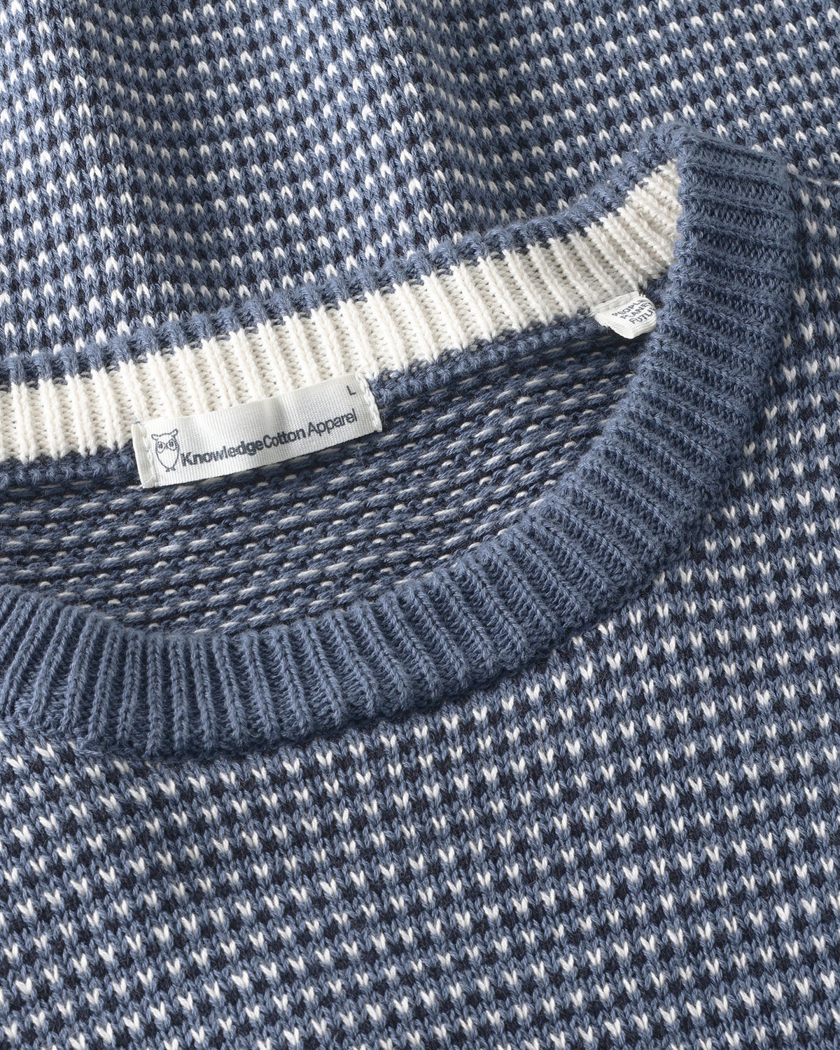 KnowledgeCotton Apparel - MEN Jacquard crew neck sweater Knits 1412 Night Sky