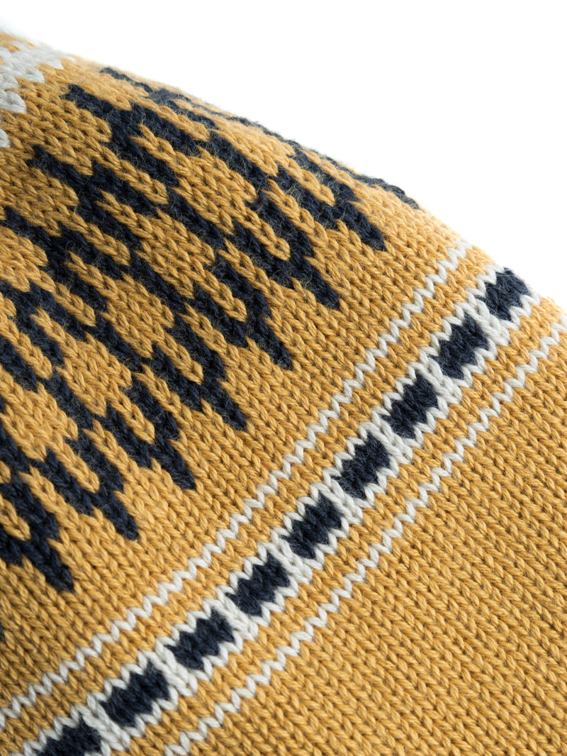 KnowledgeCotton Apparel - YOUNG Kids Jacquard knit beanie Hats 8024 Yellow stripe