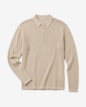KnowledgeCotton Apparel - MEN Knitted polo Polos 1228 Light feather gray
