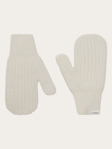KnowledgeCotton Apparel - UNI Lambswool Patent Knit Gloves RWS Mittens 1387 Egret