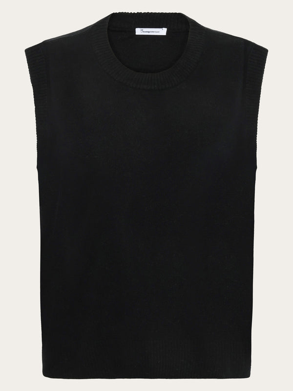 KnowledgeCotton Apparel - WMN Lambswool Vest Knits 1300 Black Jet