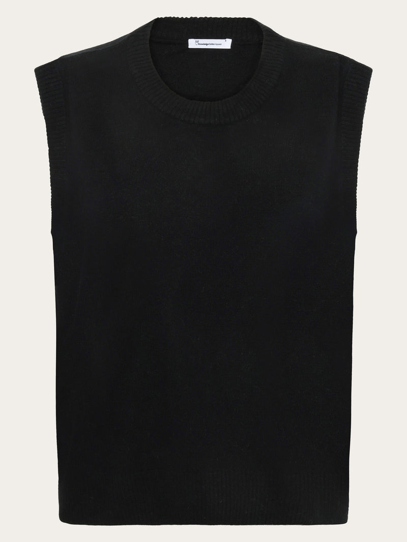 KnowledgeCotton Apparel - WMN Lambswool Vest Knits 1300 Black Jet