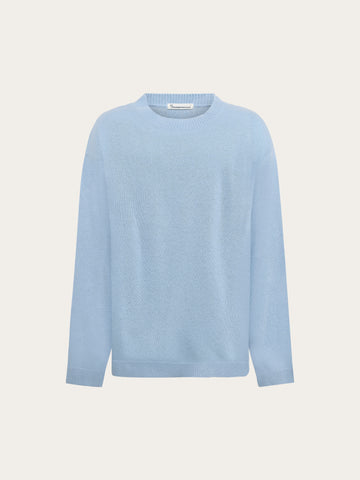 KnowledgeCotton Apparel - WMN Lambswool crew neck sweater Knits 1322 Asley Blue
