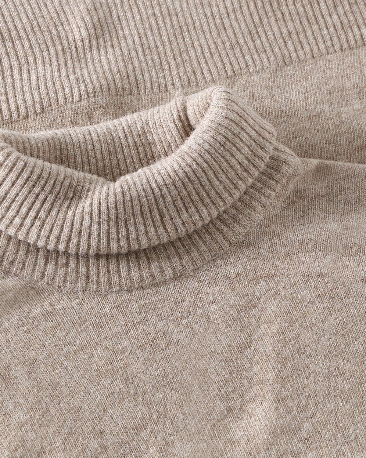 KnowledgeCotton Apparel - WMN Lambswool high neck sweater Knits 1336 Kelp melange