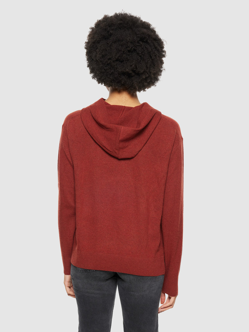 KnowledgeCotton Apparel - WMN Lambswool hood knit - RWS Knits 1478 Fired Brick