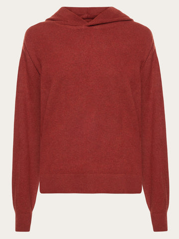 KnowledgeCotton Apparel - WMN Lambswool hood knit - RWS Knits 1478 Fired Brick