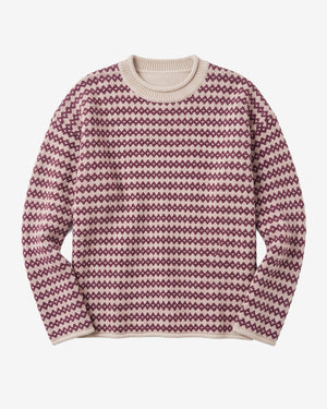 KnowledgeCotton Apparel - WMN Lambswool jacquard roll-edge sweater Knits 9925 Red