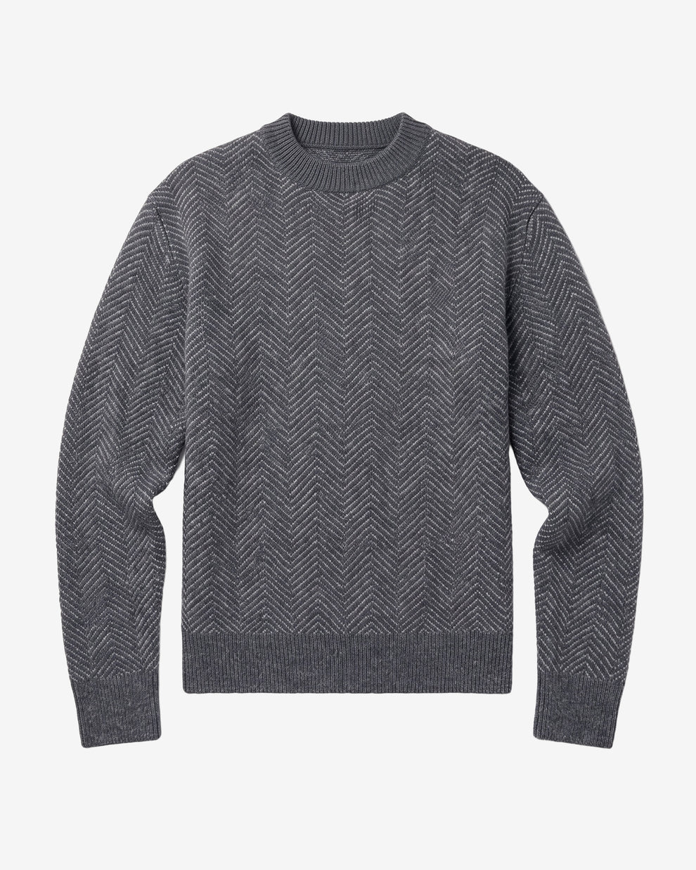 KnowledgeCotton Apparel - MEN Lambswool jacquard sweater Knits 1073 Dark Grey Melange