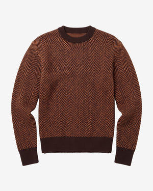 KnowledgeCotton Apparel - MEN Lambswool jacquard sweater Knits 1487 Chocolate Torte