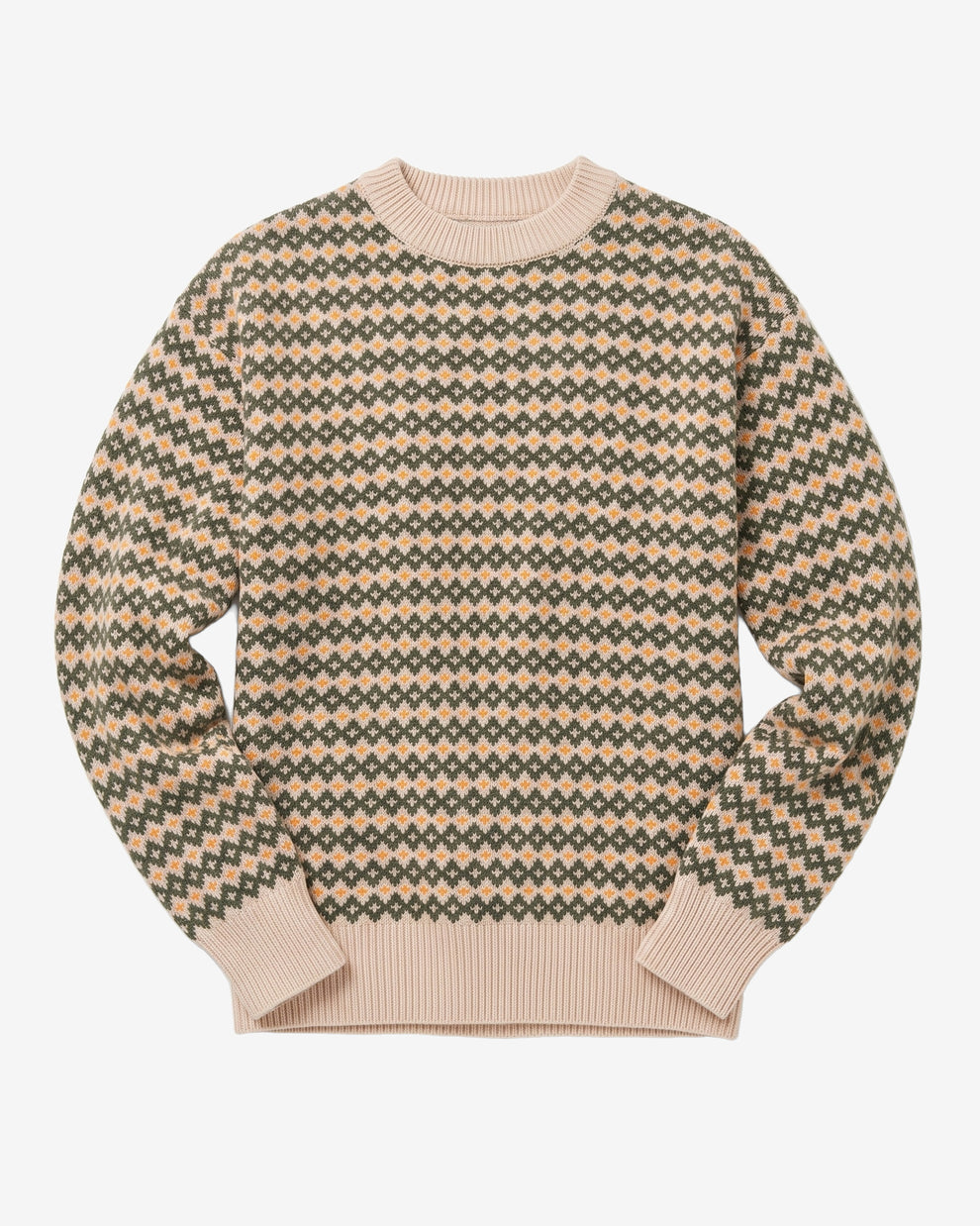 KnowledgeCotton Apparel - MEN Lambswool jacquard sweater Knits 9923 Green