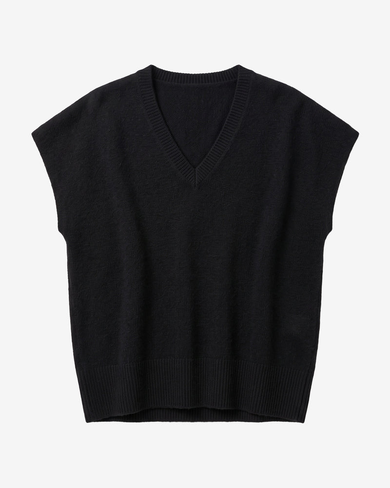 KnowledgeCotton Apparel - WMN Lambswool knit vest Knits 1300 Black Jet