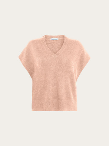 KnowledgeCotton Apparel - WMN Lambswool knit vest Knits 1336 Kelp melange