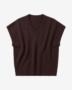 KnowledgeCotton Apparel - WMN Lambswool knit vest Knits 1487 Chocolate Torte