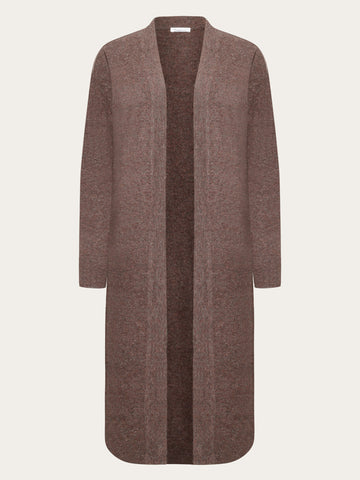 KnowledgeCotton Apparel - WMN Lambswool long cardigan - RWS Knits 1243 Demitasse (brown)