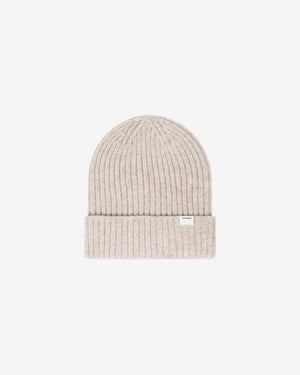 KnowledgeCotton Apparel - UNI Lambswool rib beanie Hats 1074 Nature Melange