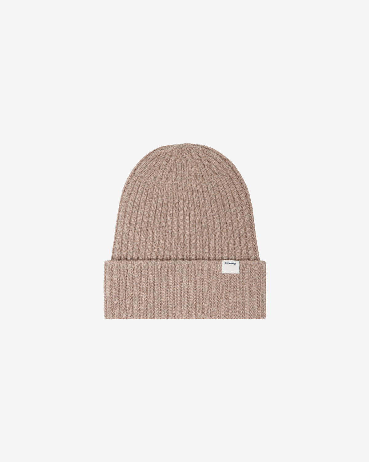 KnowledgeCotton Apparel - UNI Lambswool rib beanie Hats 1336 Kelp melange
