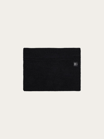 KnowledgeCotton Apparel - UNI Lambswool rib snood Scarfs 1300 Black Jet