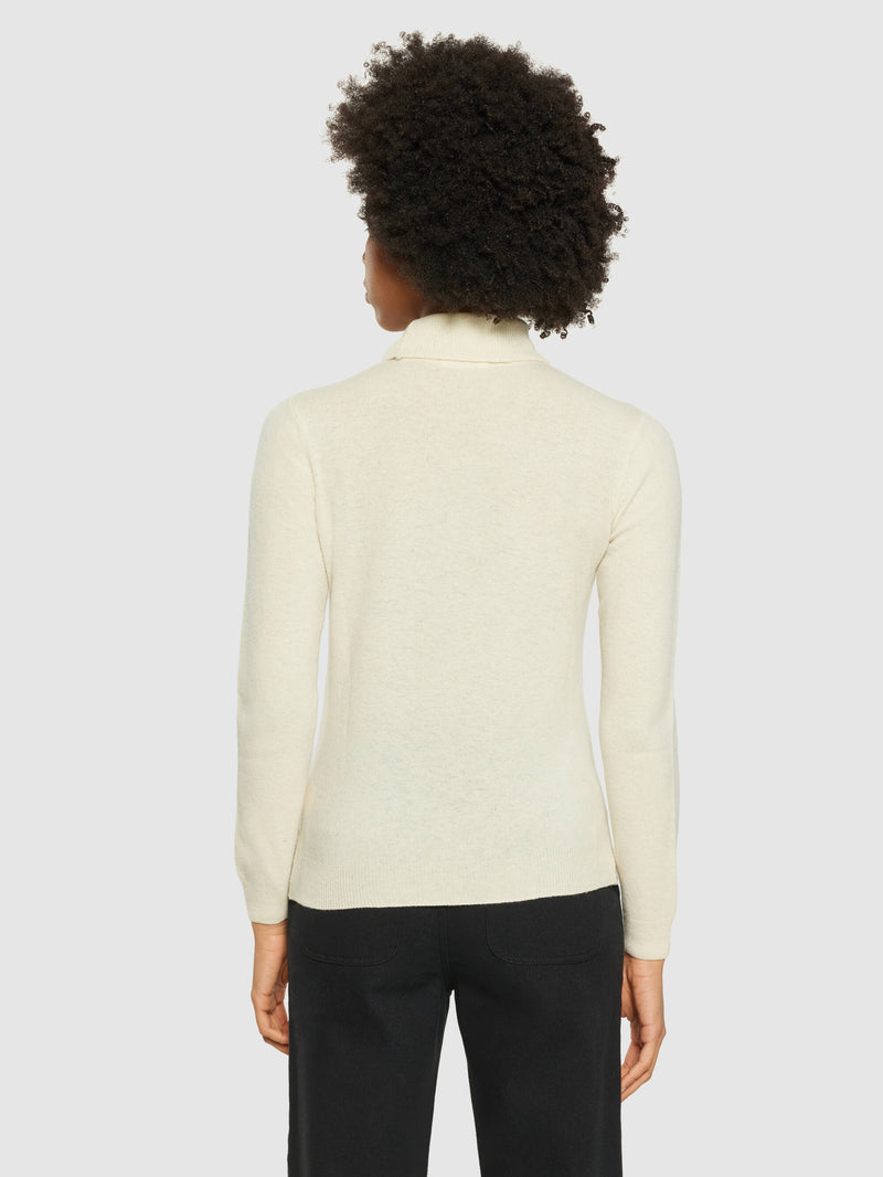 KnowledgeCotton Apparel - WMN Lambswool roll neck Knits 1348 Buttercream