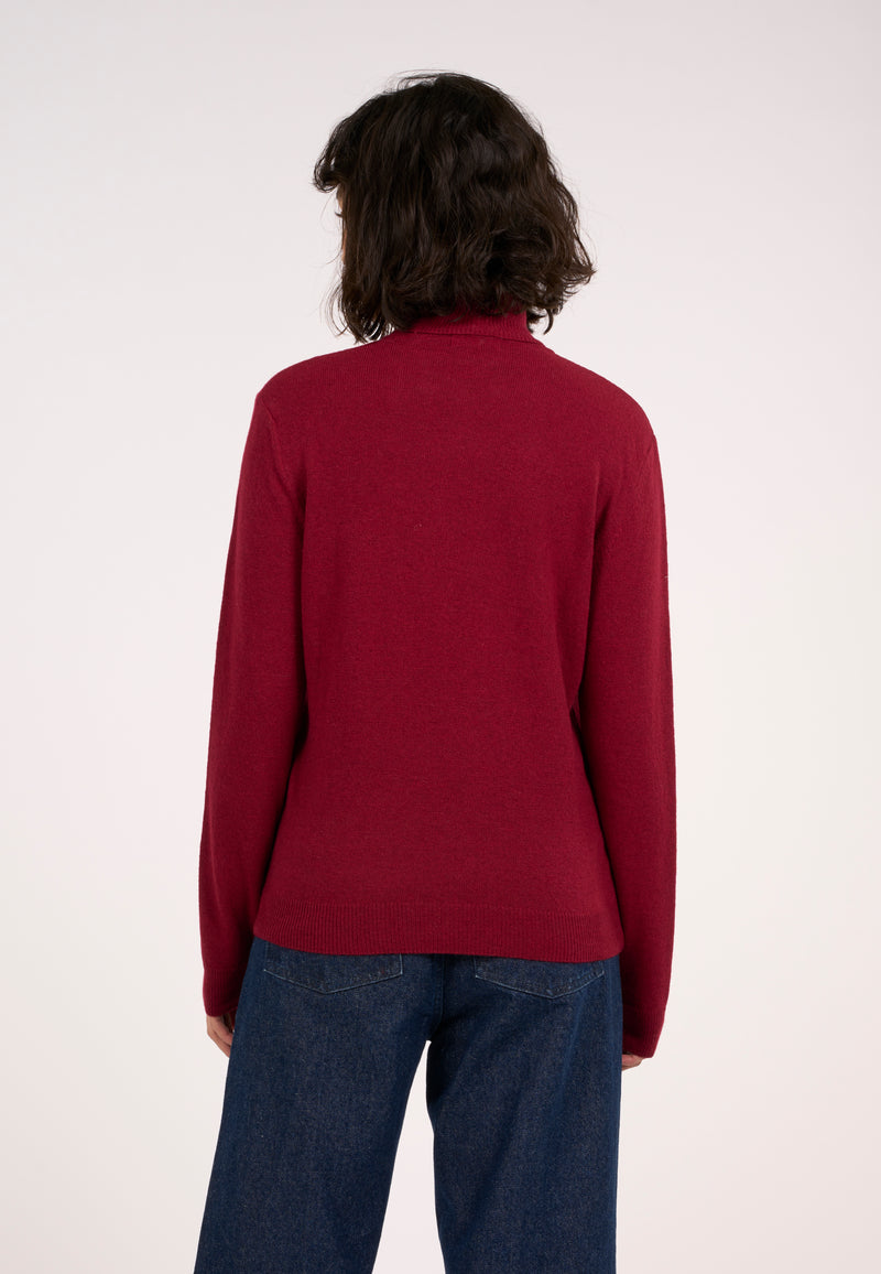 KnowledgeCotton Apparel - WMN Lambswool roll neck Knits 1364 Rhubarb