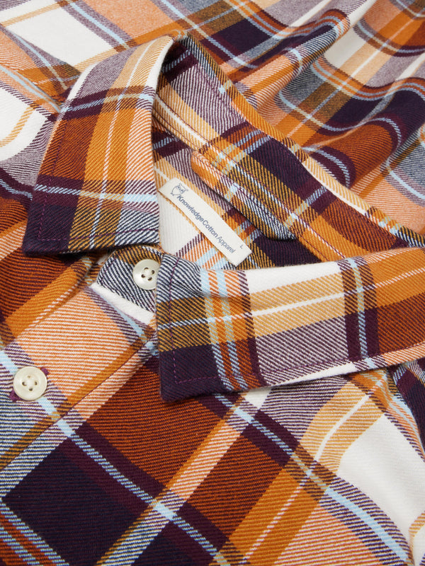 KnowledgeCotton Apparel - MEN Light flannel checkered costum fit shirt Shirts 7025 Red check