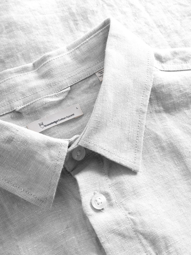KnowledgeCotton Apparel - MEN Linen custom fit LS shirt Shirts 1010 Bright White