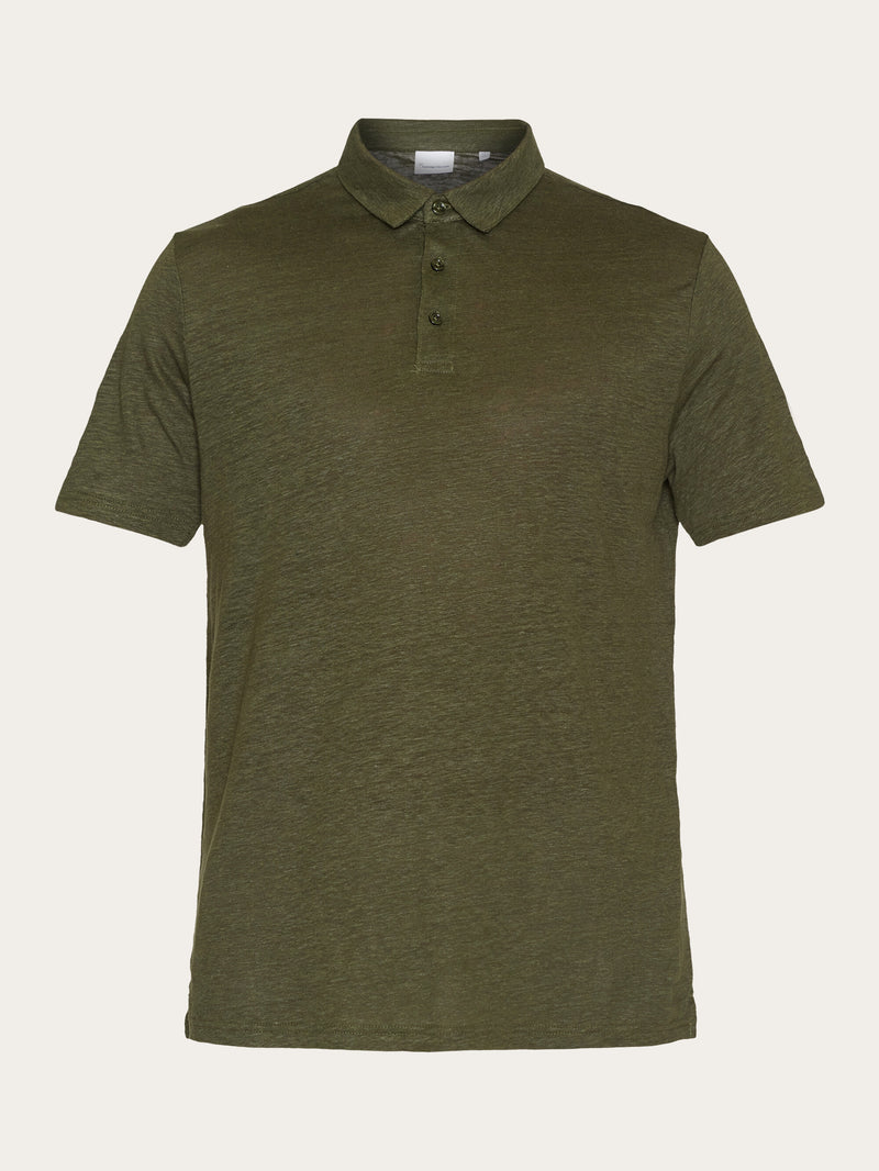 KnowledgeCotton Apparel - MEN Linen polo Polos 1090 Forrest Night