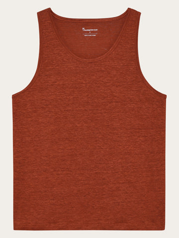 KnowledgeCotton Apparel - WMN Linen tank top T-shirts 1488 Burnt Brick