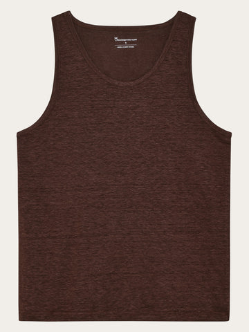 KnowledgeCotton Apparel - WMN Linen tank top T-shirts 1489 Shaved Chocolate